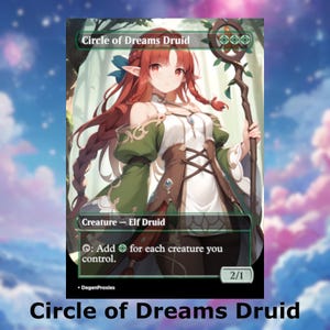 Circle of Dreams Druid MTG Proxy | Karta MTG w stylu Waifu Anime | EDH Commander Custom Proxy | Karta Premium English