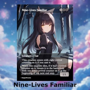 Tarjeta MTG estilo anime Waifu / Proxy familiar de Nine-Lives / Tarjeta MTG personalizada de Commander EDH / Tarjeta premium en inglés
