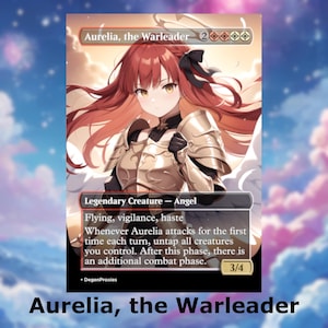 Aurelia, le chef de file mandataire MTG | Carte MTG style anime Waifu | Proxy personnalisé EDH Commander | Carte anglaise premium