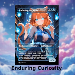 Carte d'anime MTG proxy Waifu pour la curiosité durable | Carte MTG Premium personnalisée EDH Commander, avec ou sans aluminium