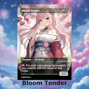 Bloom Tender MTG Proxy | Carta MTG estilo anime Waifu | Proxy personalizado EDH Commander | Carta premium em inglês