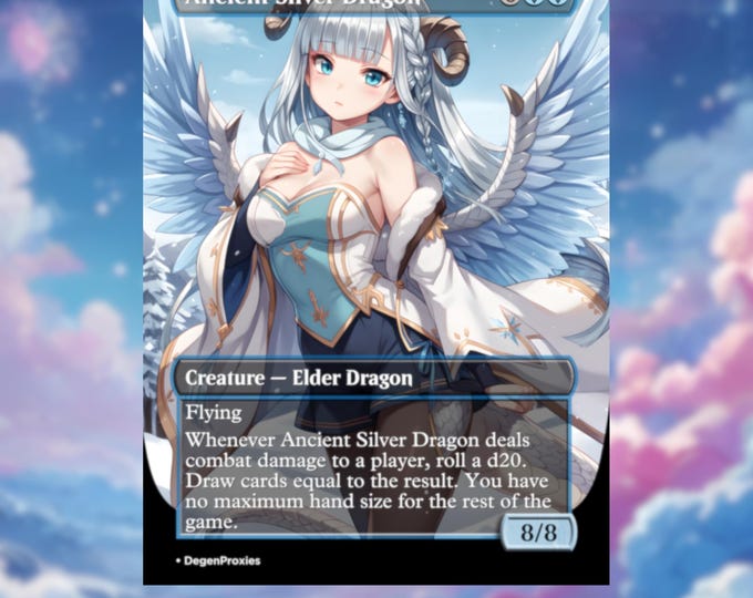 Ancient Silver Dragon MTG Proxy | Waifu Anime Style MTG Card | EDH ...