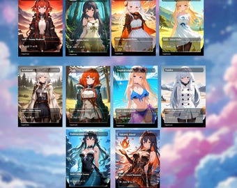 10x Anime True Dual Lands Set - Custom MTG Proxy Waifu Badlands Bayou Tropical Island Tundra Underground Sea Volcanic Island Commander