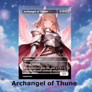 Archange de Thune Carte proxy Waifu MTG | Carte MTG Premium personnalisée EDH Commander, avec ou sans aluminium
