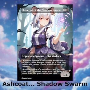 Tarjeta MTG estilo anime Waifu / Tarjeta MTG de Ashcoat of the Shadow Swarm / Tarjeta MTG personalizada de EDH Commander / Tarjeta premium en inglés