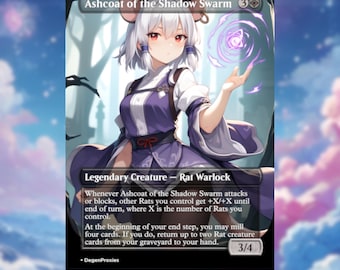 Ashcoat of the Shadow Swarm MTG Proxy | Waifu Anime Style MTG Card | EDH Commander Custom Proxy | Premium English Card