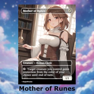 Proxy MTG Mãe das Runas | Carta MTG Estilo Anime Waifu | Proxy Personalizado Comandante EDH | Carta Premium Inglesa