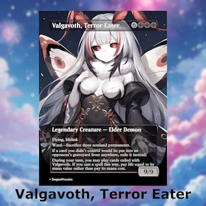 Valgavoth, mandataire MTG de Terror Eater | Carte MTG style anime Waifu | Proxy personnalisé EDH Commander | Carte anglaise premium
