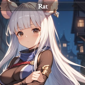 3x Anime Black Rat Token Set - Custom MTG doppelseitige 1/1 Black Rat Waifu Tokens - EDH Proxy