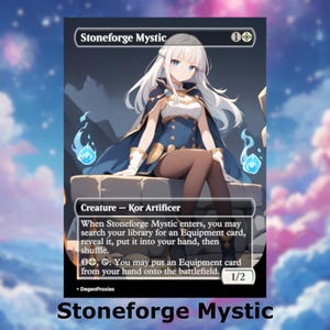 Tarjeta MTG estilo anime Waifu / Tarjeta MTG de Stoneforge Mystic / Tarjeta MTG personalizada de EDH Commander / Tarjeta premium en inglés