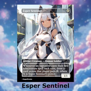 Esper Sentinel MTG Proxy | Waifu Anime Style MTG Card | EDH Commander Custom Proxy | Premium English Card