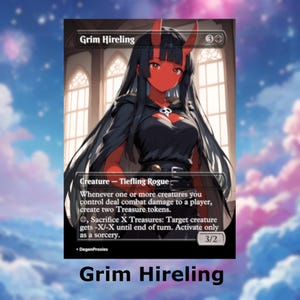 Tarjeta de anime de waifu proxy de MTG Grim Hireling / Tarjeta premium personalizada de MTG Commander EDH