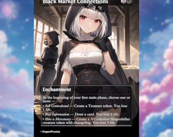 Black Market Connections MTG Proxy | Waifu Anime Style MTG Card | EDH Commander Custom Proxy | Premium English Card