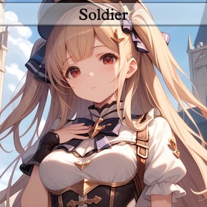 3x Anime Soldat Token Set - Custom MTG doppelseitig 1/1 Weißer menschlicher Soldaten & 1/1 Weißer Soldat Waifu Tokens - EDH Proxy