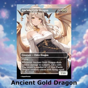 Tarjeta MTG estilo anime Waifu / Tarjeta MTG estilo dragón dorado antiguo / Tarjeta MTG personalizada estilo anime Waifu / Tarjeta premium en inglés de Commander EDH