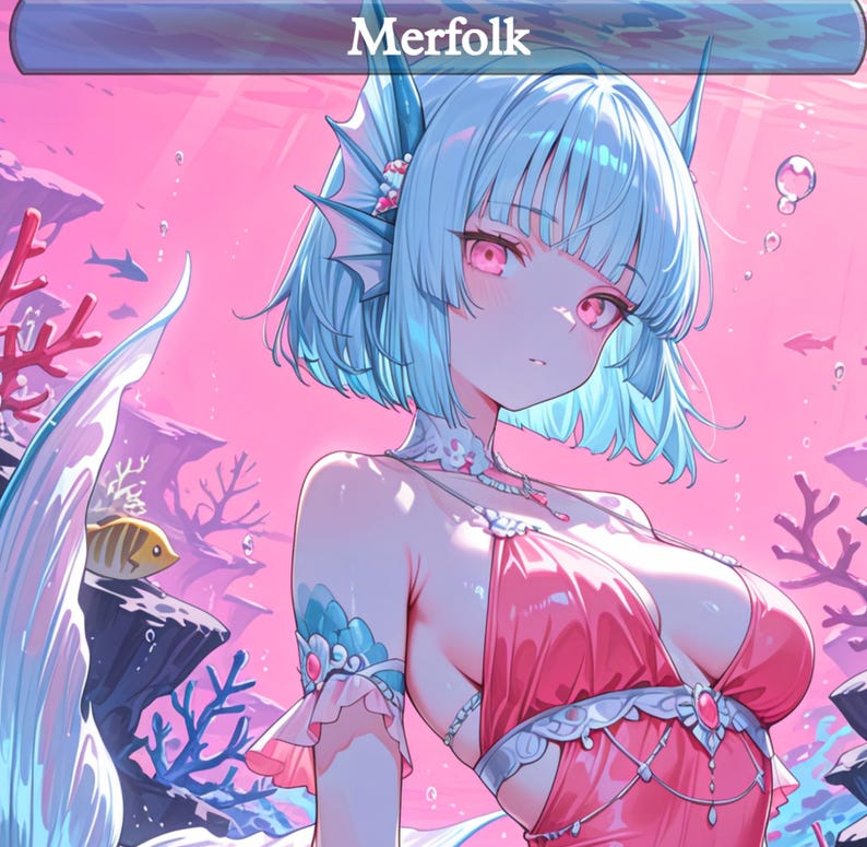 Foil Anime Merfolk Token | MTG Waifu, Double-sided Holographic - Etsy