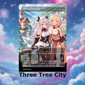 Tarjeta de anime waifu proxy de MTG de Three Tree City / Tarjeta MTG personalizada de Commander
