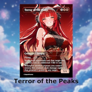 Carte d'anime proxy Waifu de la terreur des pics MTG | Carte MTG Premium personnalisée EDH Commander, avec ou sans aluminium