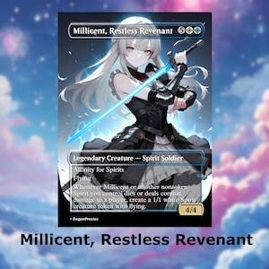 Tarjeta de anime Millicent, Restless Revenant MTG Proxy Waifu / Tarjeta premium personalizada de Commander EDH con o sin foil