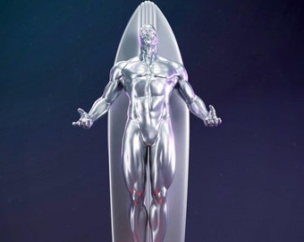 Silver Surfer Statue STL File, 3D Digital Printing STL File for 3D Printers, Movie Characters, Games, Figures, Diorama 3D Model