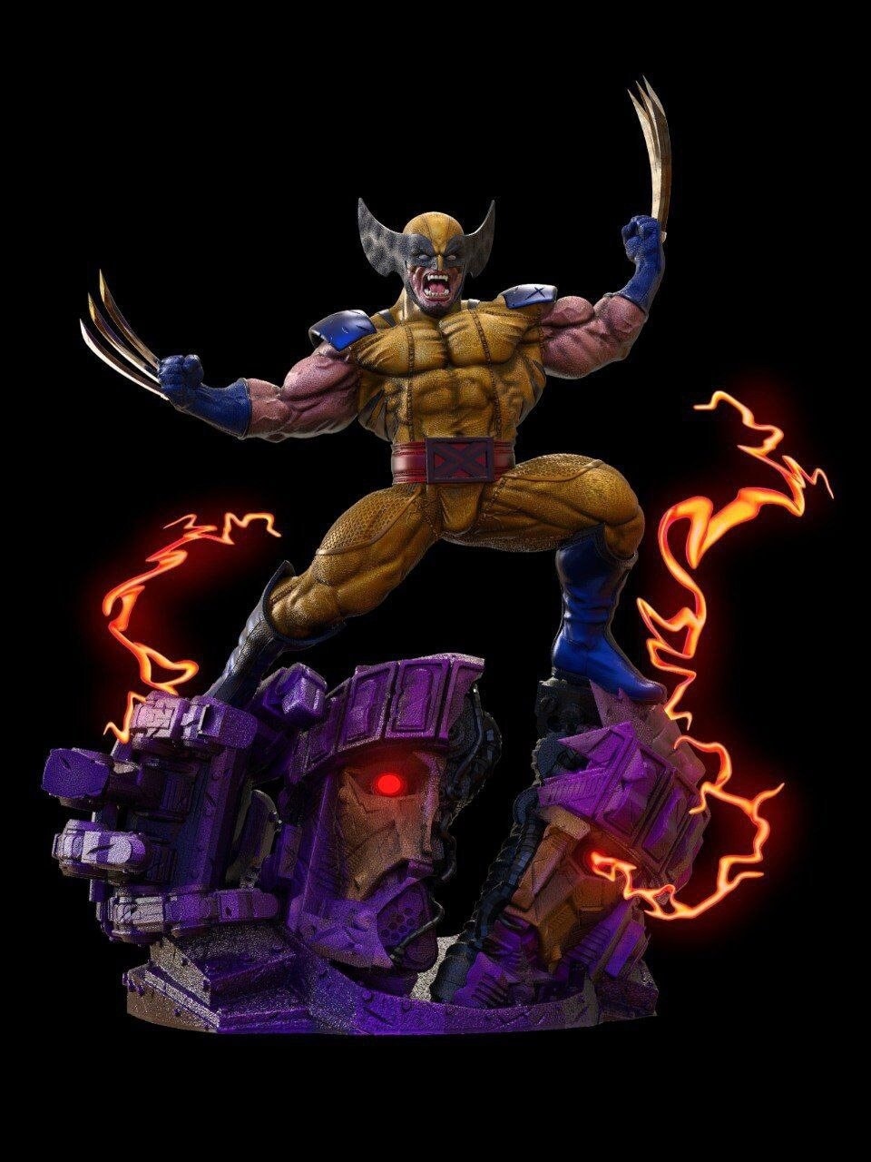 Black Wolverine Statue STL File, 3D Digital Printing STL File for 3D Printers, Movie Characters, Games, Figures, Diorama 3D Model