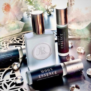 Moon Essence Alchemy Ritual Perfume, Celestial Magick, Goddess Energy, Fairy Rose, White Sandalwood, Pink Cherry & Amber Crystals