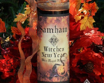Witches New Year Glass Vigil Candle . Samhain, Halloween, Witches New Year