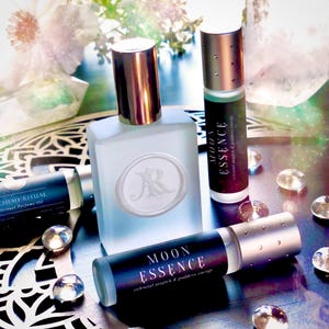 Moon Essence Perfume Oil, Lunar Oil, Fairy Rose, Sandalwood, Amber Crystals