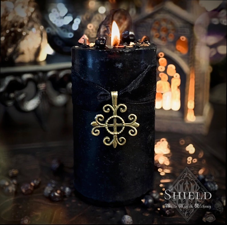 Witches Shield Spell Candle with Dragons Blood, Pagan, Wicca, Witchcraft image 1