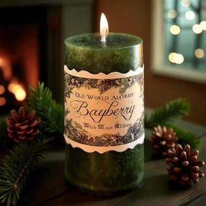 Traditional Bayberry Candle | Yule Pillar Candle for Prosperity and Abundance | Winter Solstice