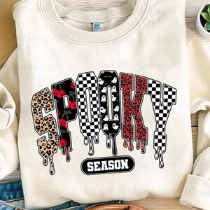 Spooky Season Png, Halloween png, Leopard Checker Cherry Print, Red Black Halloween Sublimation, Spooky Season Png, Checkered Png, Cute Boo