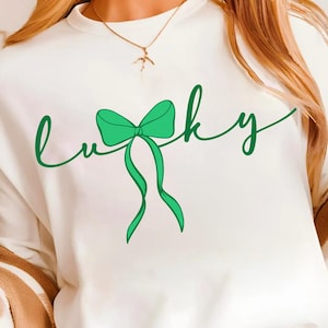 Lucky St.Patricks Day Coquette Svg Png, St Patricks day png, Lucky png, St Patrick Bow Png, St Pattys day png, Girl st patricks, Shamrock
