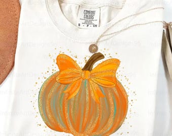 Coquette Pumpkin Fall Sublimation, Glitter Fall png, Autumn png, Coquette Fall png, Pumpkin Spice Png, Tis The Season, Glitter Pumpkin Png