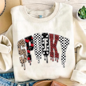 Spooky Png, Halloween png, Leopard Checker Cherry Print, Red Black Halloween Sublimation, Spooky Season Png, Checkered Png, Cute Boo