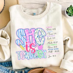 She is Teacher Png, Christian Teacher Png, Bible Verses Png, Teacher Floral Gift, Teacher Coquette Bow Png, Teacher Appreciation, Jesus Png