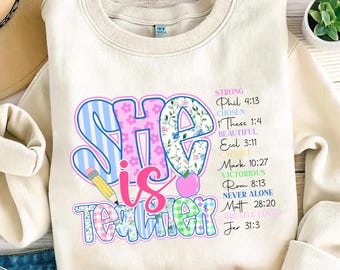 She is Teacher Png, Christian Teacher Png, Bible Verses Png, Teacher Floral Gift, Teacher Coquette Bow Png, Teacher Appreciation, Jesus Png