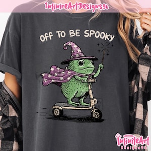 Off To Be Spooky png, Spooky Frog Scooter Png, Silly Cozy Witch Png, Spooky Season Png, Ghost Lover Png, Retro Fall Png, Girl Autumn Design