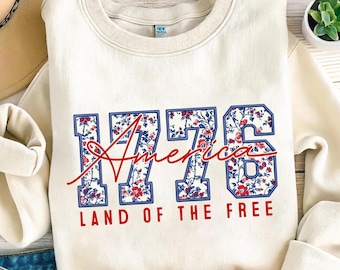 America 1776 png, Land of the free png, America Floral png, Patriotic Shirt Design, America Png, 4th of July Png, Coquette America png
