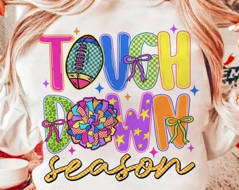Touch down Season Png, Colorful Football Png, Retro Football Png, Funny Football Mom Png, Game Day Touch Down Football, Retro Checkered Png