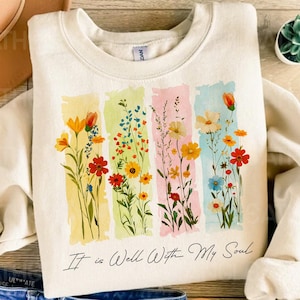 It is Well With My Soul PNG, Christian Floral, Vintage Floral Png, Digital Only PNG, Bible Verse File, Art Download PNGs, Wild Flowers PNG