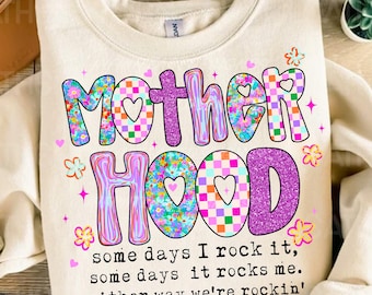 Motherhood Coquette Bow Checker Png, Neon Mother hood Png, Funny Mom Png, Sarcastic Mama Retro Png, Mom shirt design, Sassy Mothers Day Png