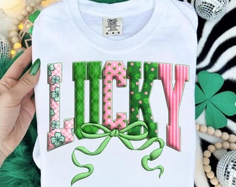 Lucky Sublimation Png, St Patricks day png, Lucky png, St Patrick Bow Png, St Pattys day png, Girl st patricks, Lucky Shamrock Png