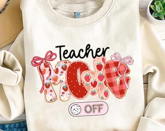 Teacher Mode off Png, Last day of School Png, Strawberry Teacher School Png, Summer Png, Kids Summer Break Png, Teacher Gift