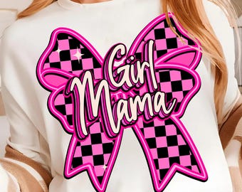 Retro Girl Mama Coquette png, Checkered Mama Coquette png, pink mama png, Mama png, Happy mother's day png, Coquette mama png, gift for mom