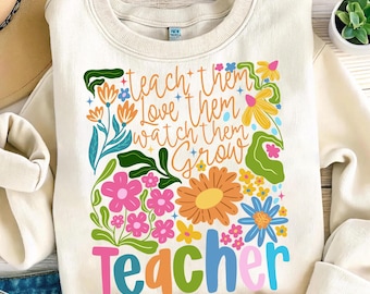 Retro Teacher Png, Boho Floral teacher png, teacher gift png, teacher png, Teacher Appreciation Png, Custom teacher Png, Hand drawn