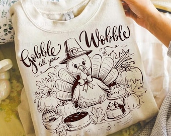 Gobble Till You Wobble Sublimation, Retro Thanksgiving png, Turkey png, Thankful png, Checkered png, Fall Vibe Designs, Pumpkin Season Png