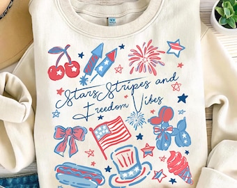 Stars stripes and freedom vibes Png, America Doodles Png, Patriotic Shirt Design, America Png, 4th of July Png, Patriotic shirt png