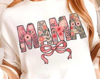 Retro Floral Mama Coquette Bow Png, Mama floral Png, Mama Png, Retro Mama Png, Mama Bow Png, Mini & Mama png, Gift for mothers, Mother png