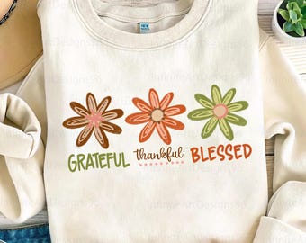 Grateful Thankful Blessed Sublimation, Christian png, Ditsy Floral Fall png, Faith Based Autumn Sublimation, Coquette Fall png,ReligiousFall