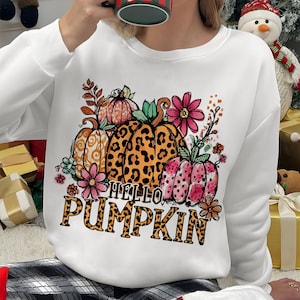 Calabaza coqueta con purpurina colorida PNG, Fantasma de leopardo PNG, Halloween de moda PNG, Sublimación de calabaza con lunares de otoño, Otoño PNG, Es otoño